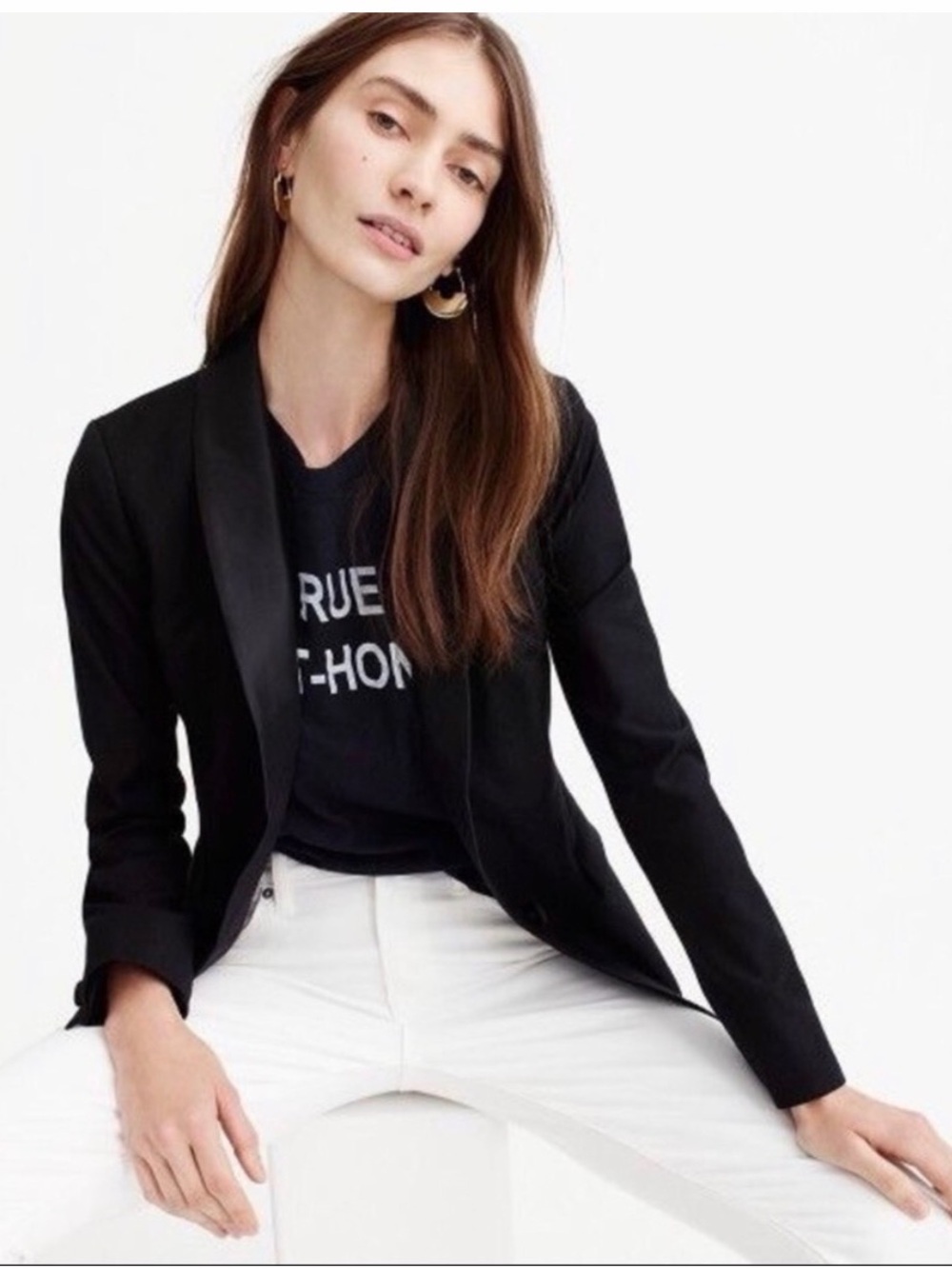 J. Crew Black Tuxedo Blazer with Satin Lapel